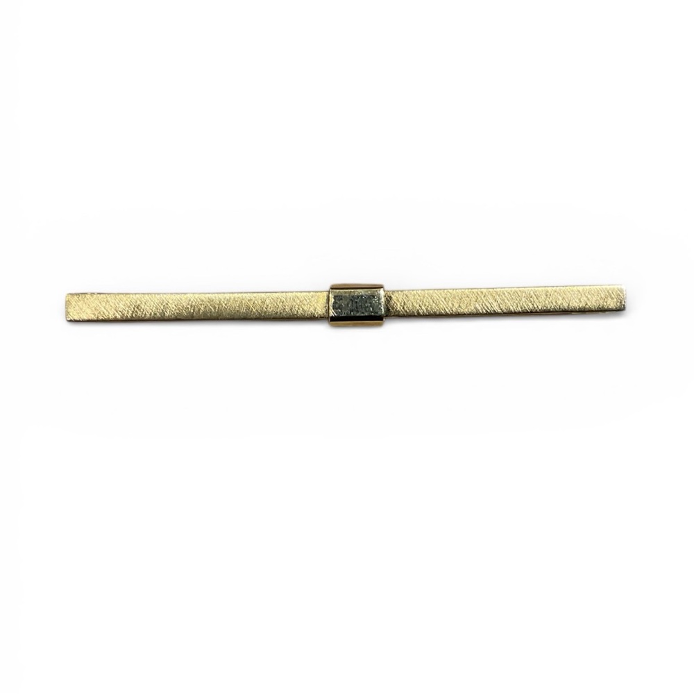 Vintage Christian Dior 12K Gold Filled Tie Clip Bar Textured Finish Designer Men